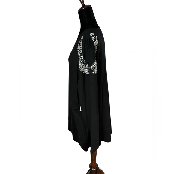 Melissa McCarthy Black rhinestone Shoulder Sweatshirt with pockets NWT - Picture 4 of 11